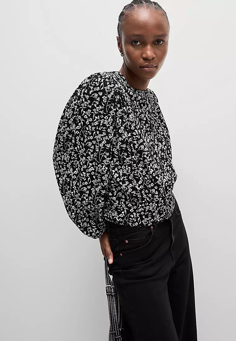 Cotton Blend Floral Blouse