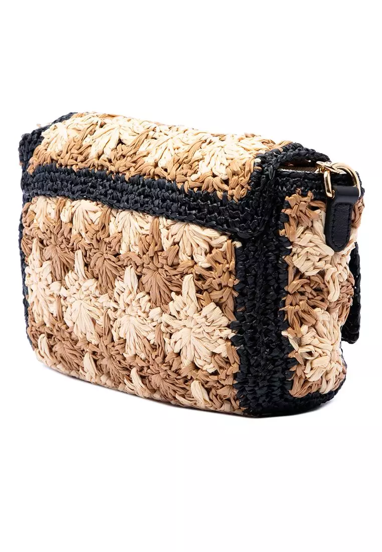 Pre-Loved Gucci Small Gg Marmont Raffia Crossbody
