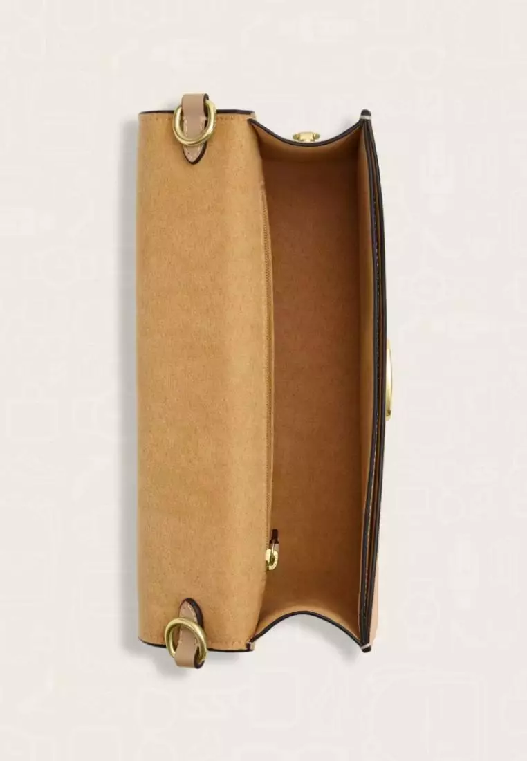 Coach Eliza Flap Crossbody With Leather Covered Closure Tan