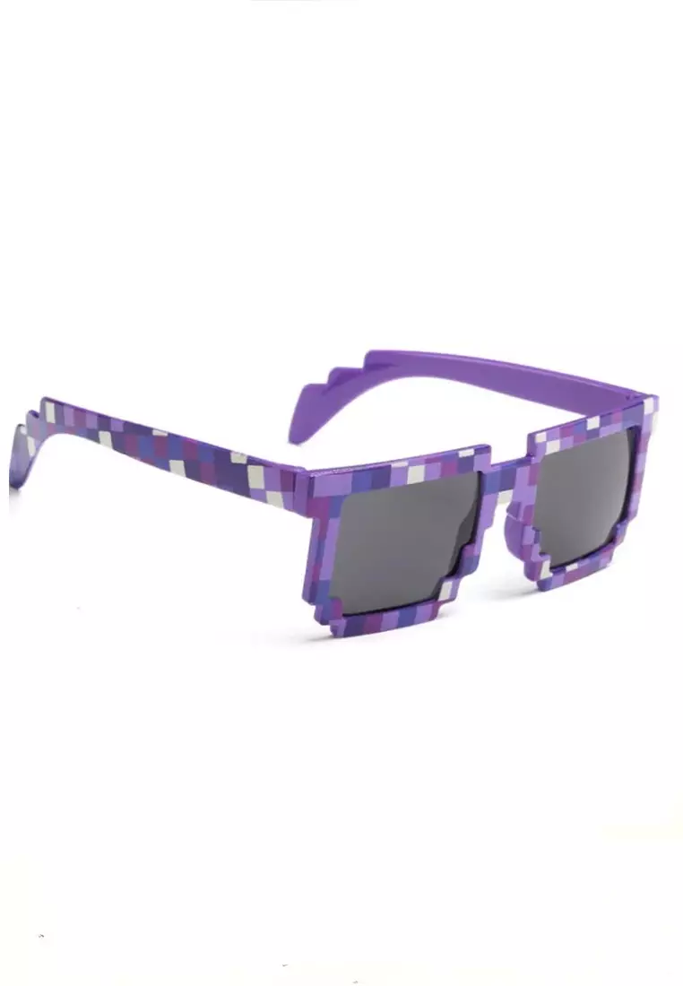 Ulrico Kacamata Model Pixel Minecraft Mosaics Unisex UV400 For Kids Material Plastic ORIGINAL - Purple
