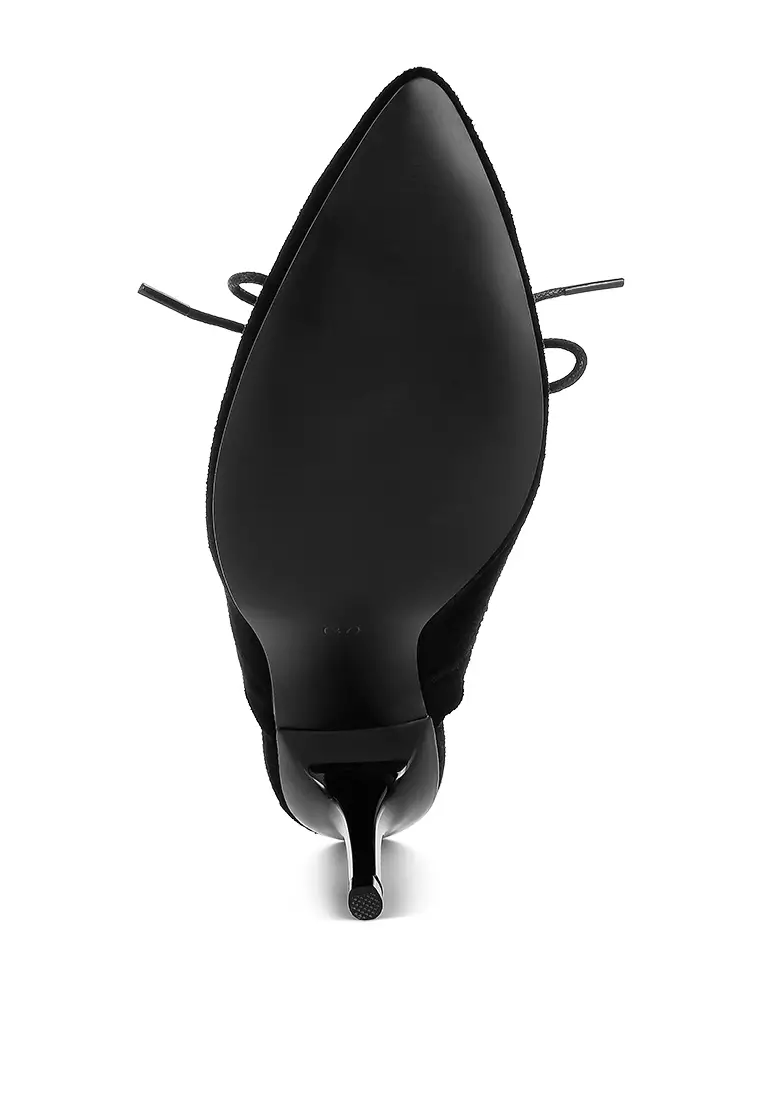 Suede Stiletto Mules In Black