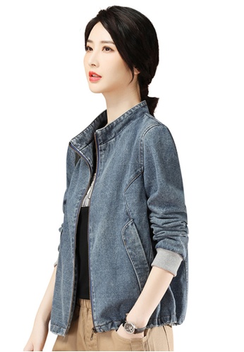 A-IN GIRLS blue Fashion Stand-Collar Denim Jacket A98C9AAD478BACGS_1