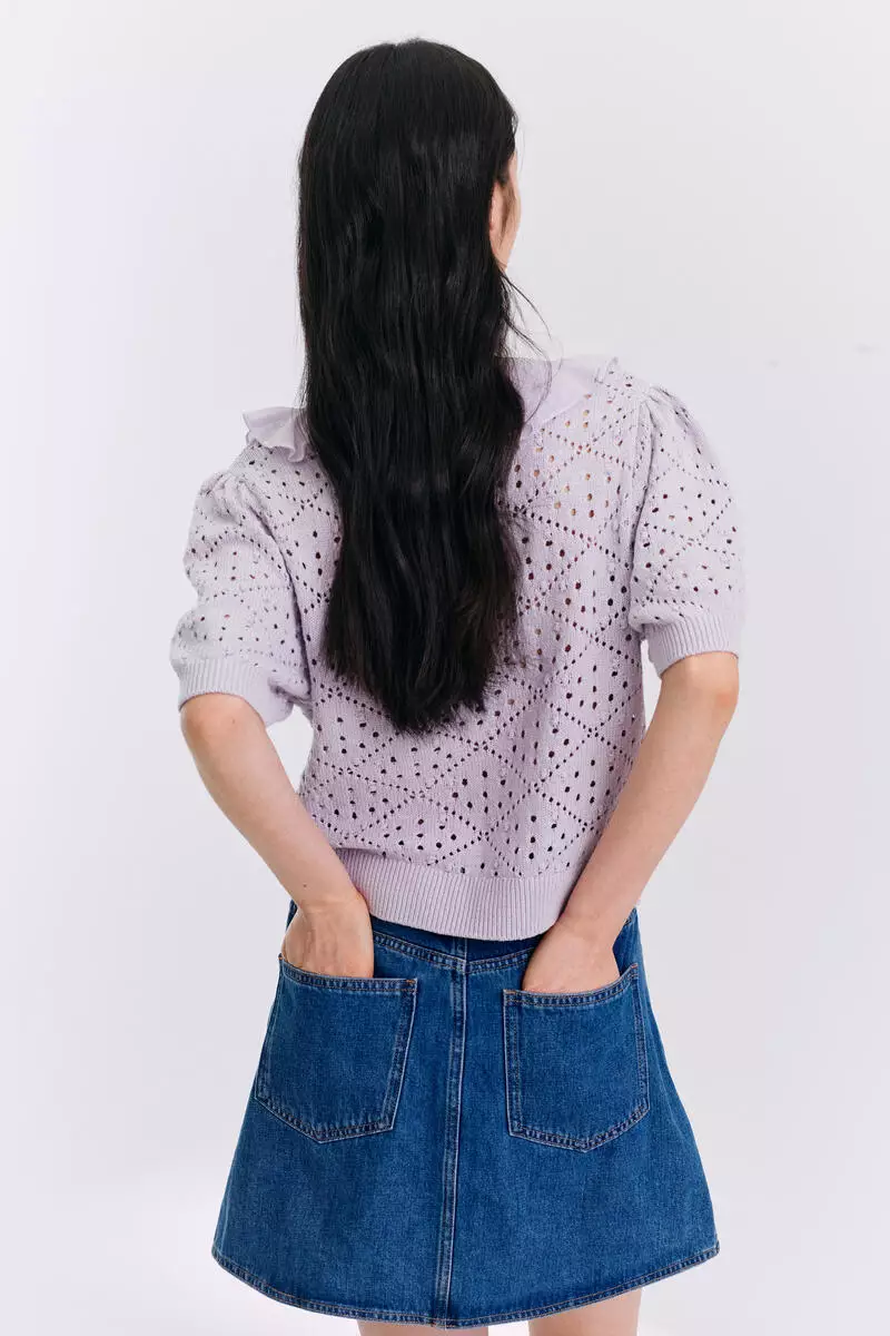 Flounce-trimmed cardigan