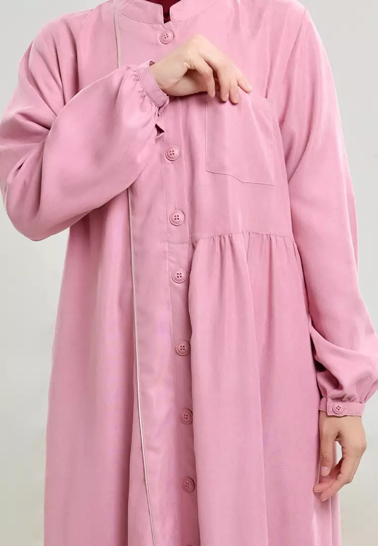 Rabbani - Gamis Dress Muslim Wanita Dreslim Hadid Exclusive Dusty Pink