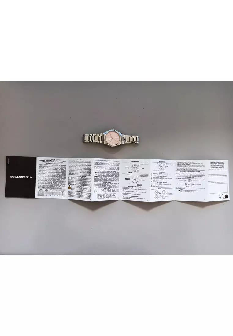 【2 Years Warranty】KARL LAGERFELD Hamburg Collection 30mm Women's Pink Quartz Watch R0553105510