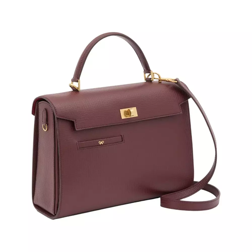 Mortimer Top Handle Bag Crosshatch Leather Barolo Red