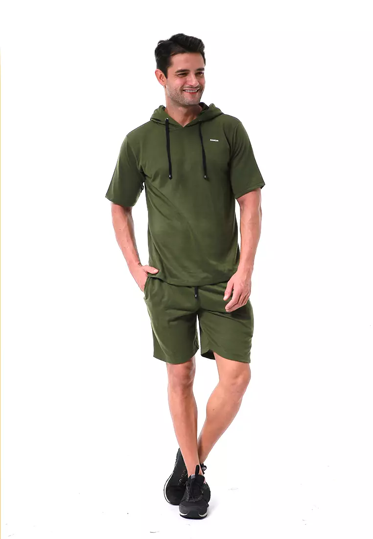 Vincent Setelan Hoodie Pria Sweatshirt Set Casual Motif Polos Material Baby Terry ORIGINAL - Army Green