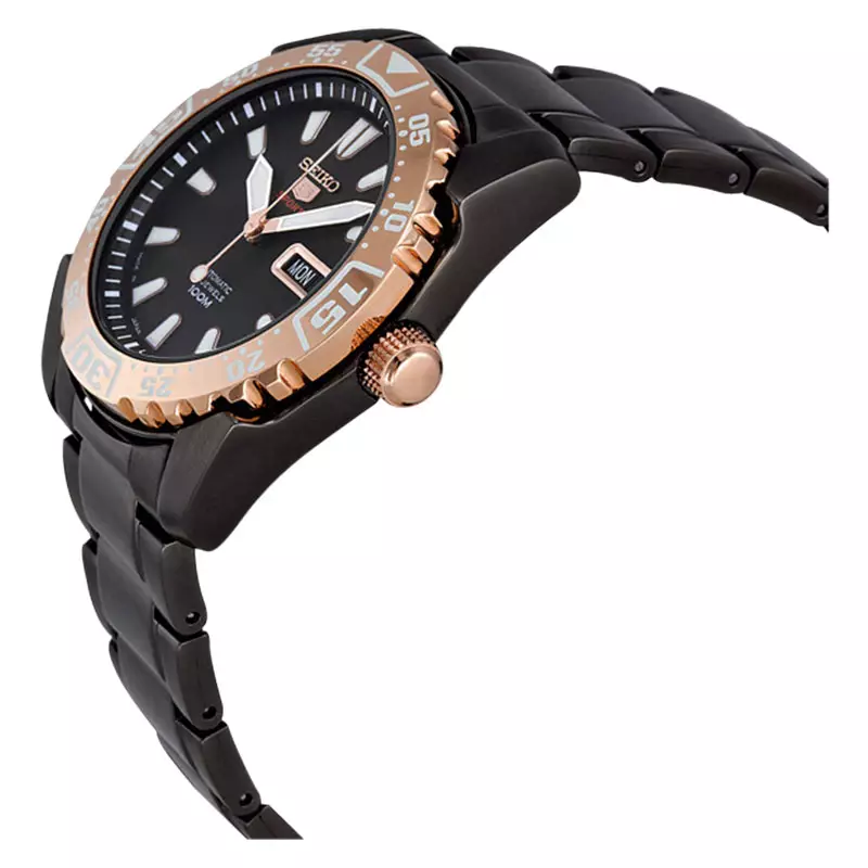 Jam Tangan Pria Seiko 5 Sports SRP172K1 Black Dial Black Stainless Steel Strap