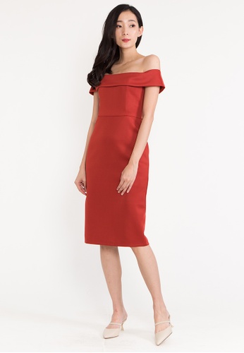 Buy Bebebeige Bebebeige Off Shoulder Slim Fit Midi Cocktail Evening Dinner Dress Online Zalora Malaysia