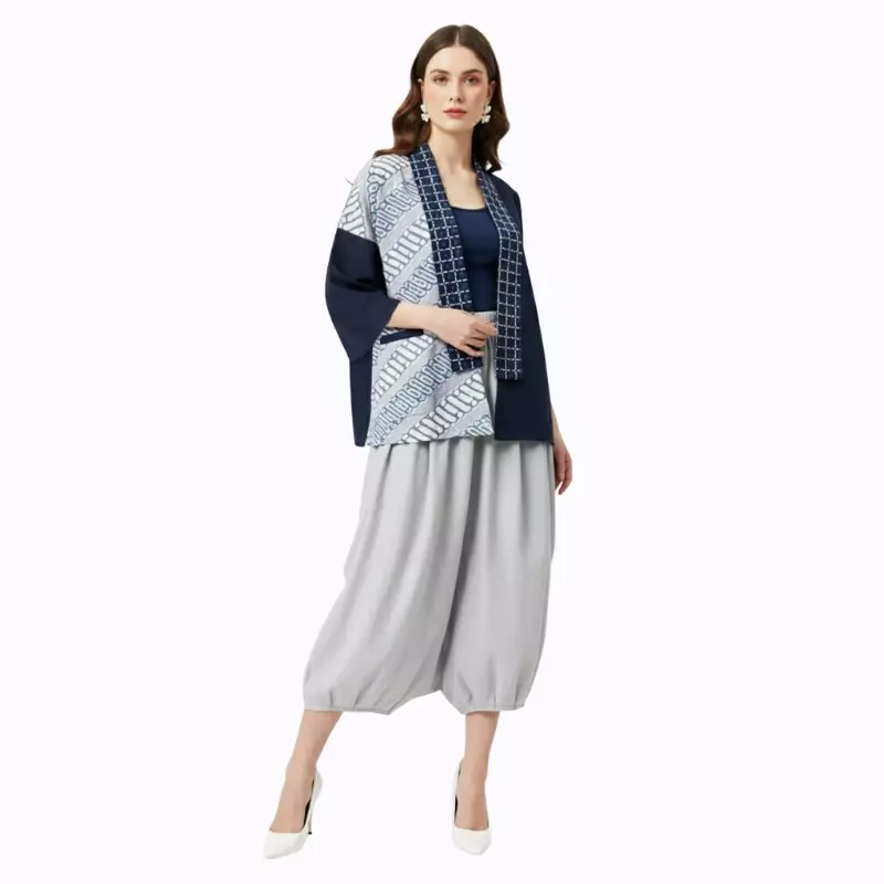 Blazer Batik Wanita - Bhatara Batik Tatiana - Atasan Batik Modern Lengan Pendek