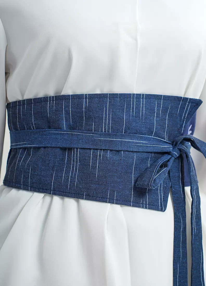 Obi Belt Corset Batik Wanita Spesial JFW Collection Binar ELEA Katun Lurik Navy