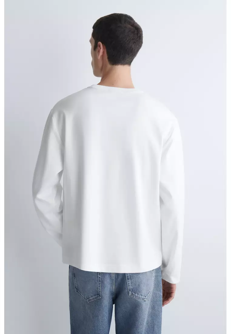 RELAXED JERSEY INTERLOCK LONG-SLEEVED T-SHIRT