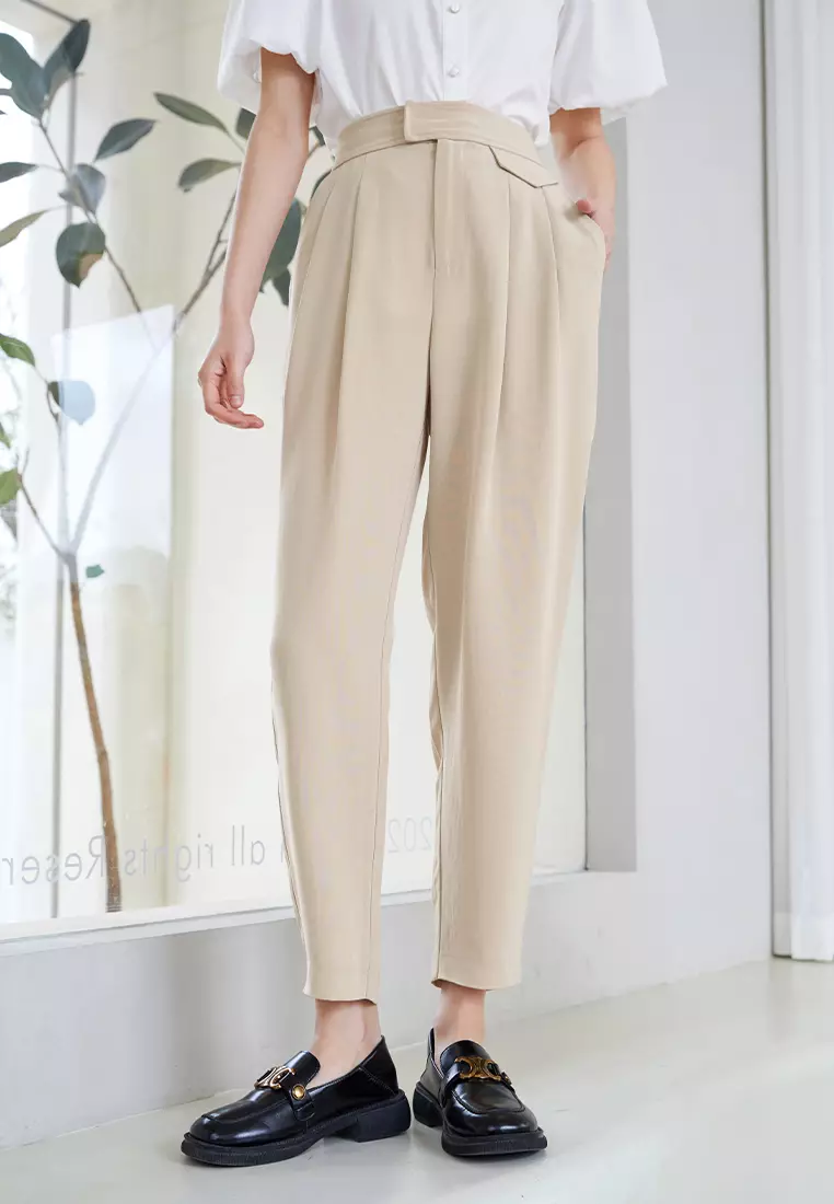 High Waist Slim Straight Pants