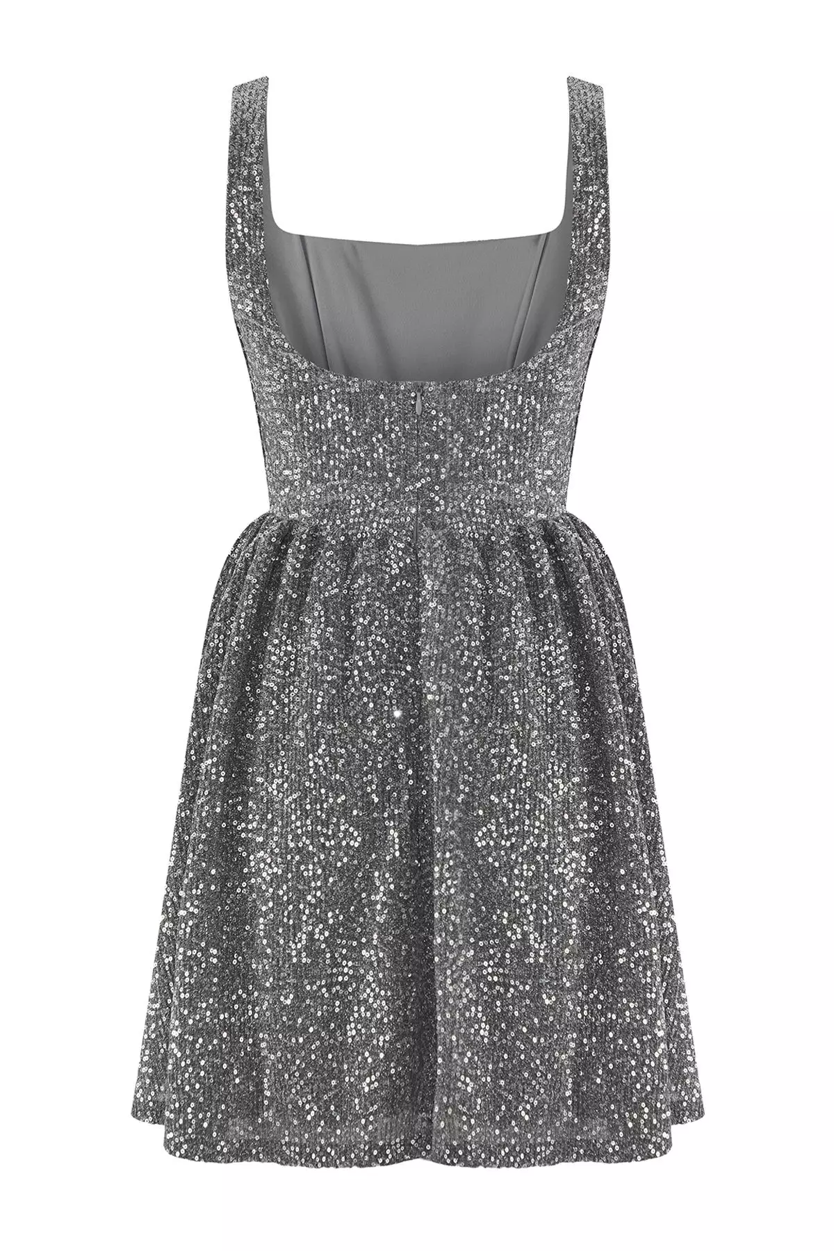 Silver Skirt Waist Opening Sequin Mini Evening Prom Dress TPRSS25EL00286