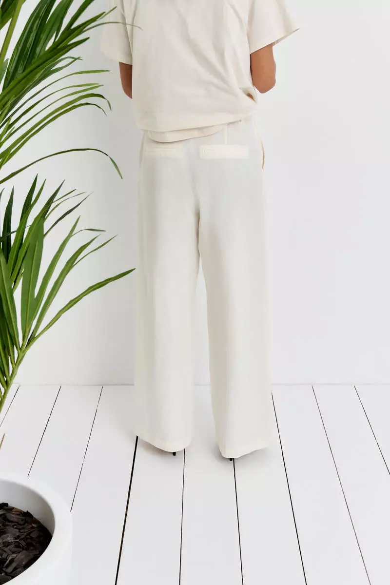 Wide linen-blend trousers