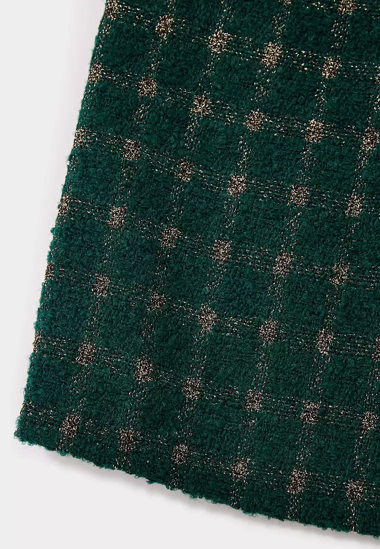 Jade Green Lurex Check Dress