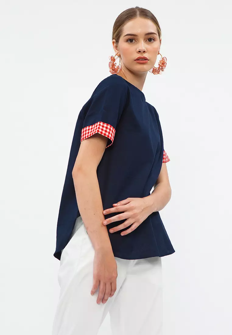Contrast Cuff Top R Dark Navy