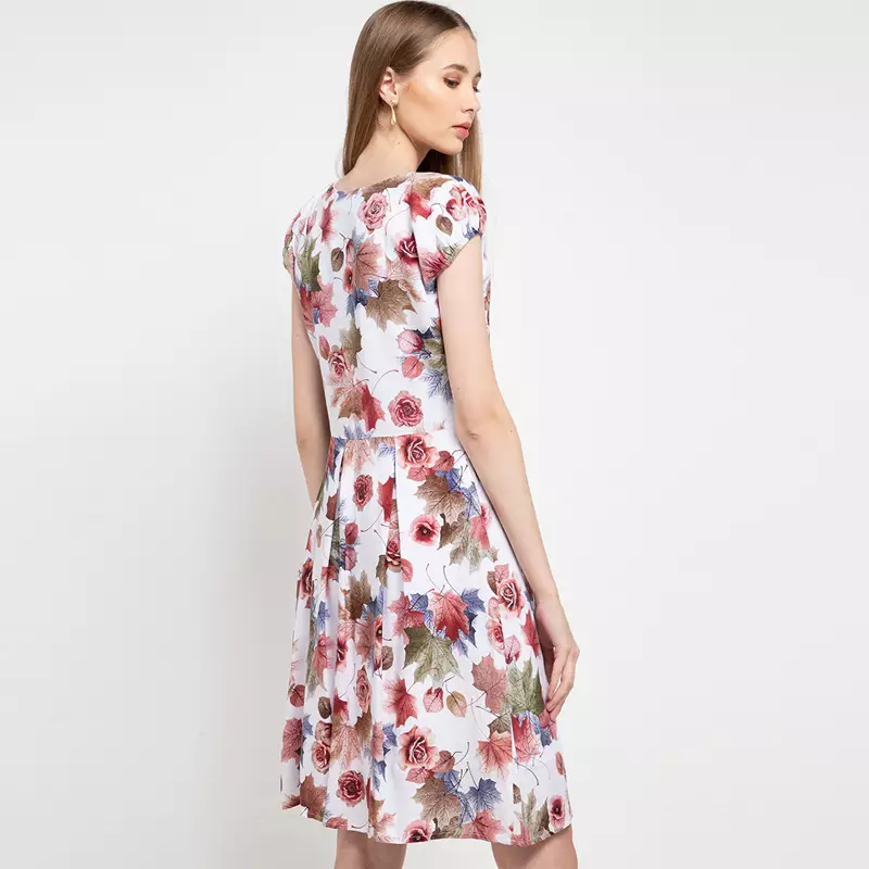 Sophistix Eliza Dress In Off White Peach Rose Floral Print