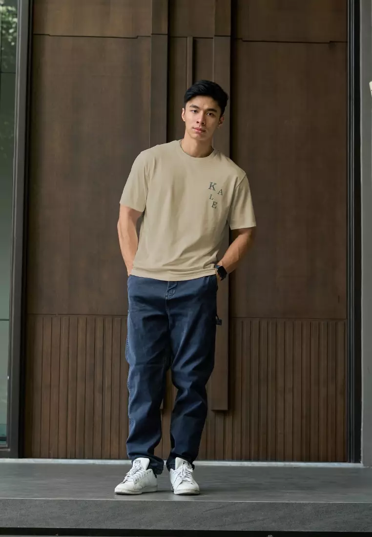 Kale Kai Beige / Cotton Cloudy / Kaos Boxy Fit / Kaos Korea / Atasan Kaos Pria / Kaos Basic Pria