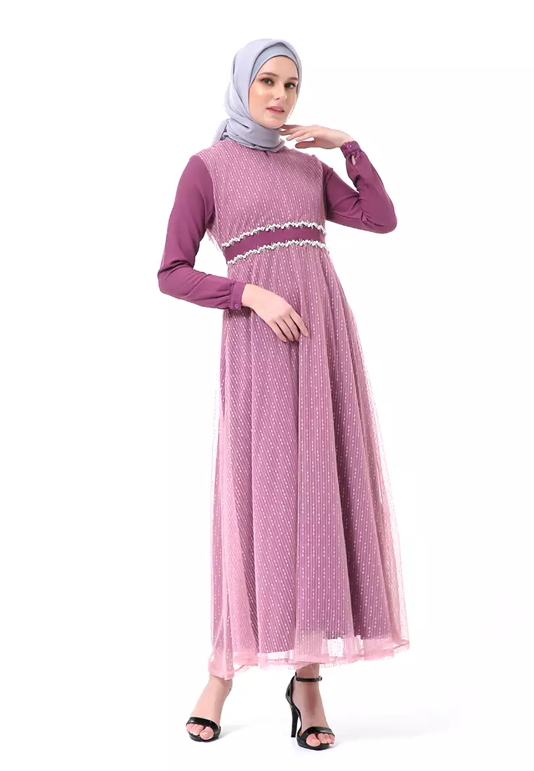 Oriza Long Dress Wanita High Quality Premium - Murlberry