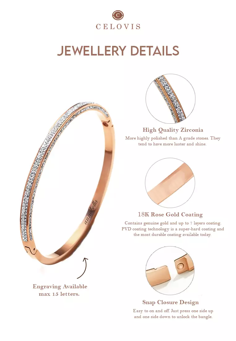 Marilyn Tri-Band Zirconia Bangle in Rose Gold