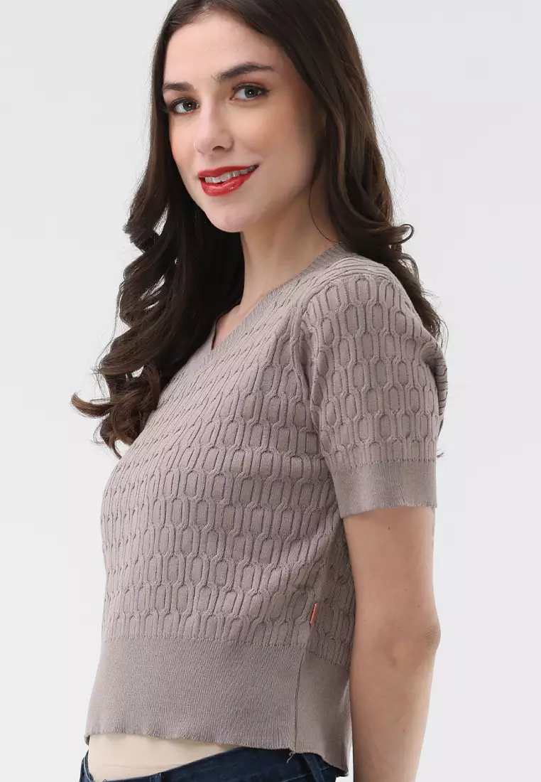 Short Sleeve Knitted Blouse