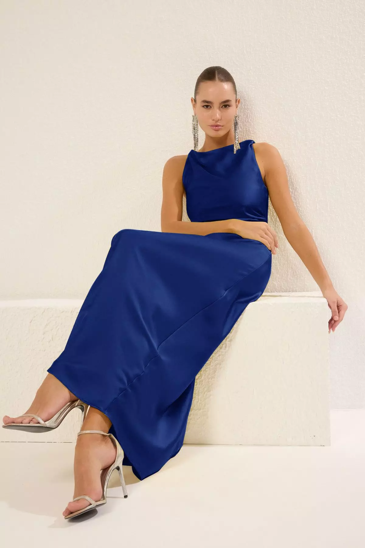 Saxe Body-fitting Satin Woven Maxi Evening Dress Night Graduation Dress TPRSS25AE00066