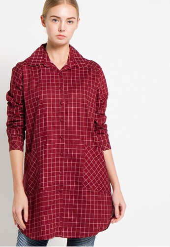 Magenta Checked Blouse
