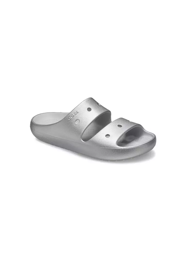 Silver croc flip flops clearance
