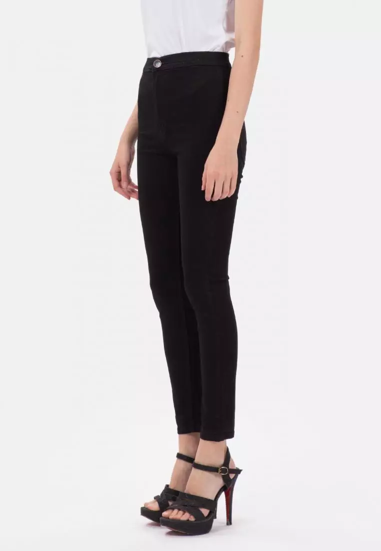 Highwaist Skinny Jeans No Pocket in Black