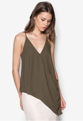 斜下擺V zalora 評價領細肩帶背心, 服飾, 服飾