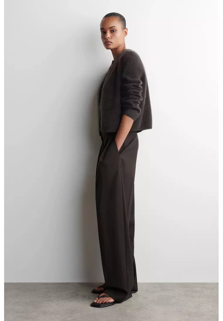 BRUSHED-CASHMERE CREW-NECK CARDIGAN