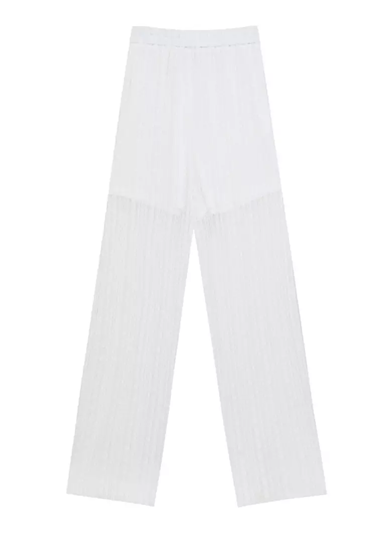 Sheer Straight Leg Overlay Pants With Inner Shorts