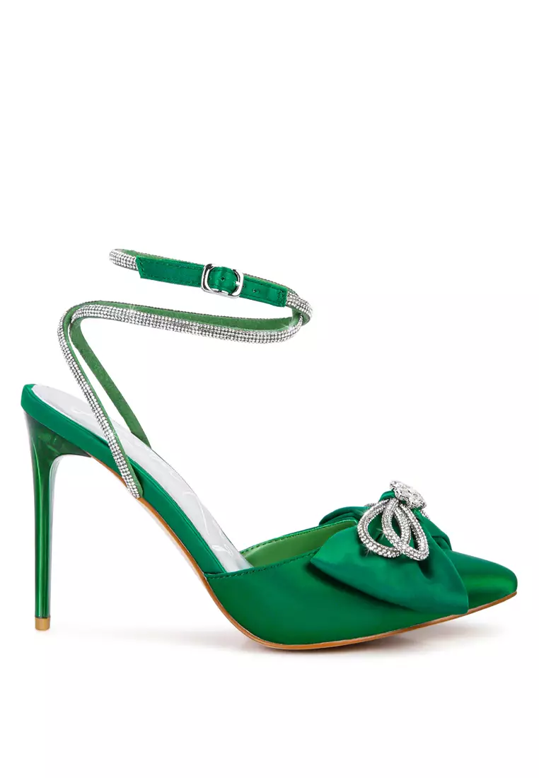 Discount on London Rag  shoes - SKU: Green High Heeled Jewel Mule Sandals