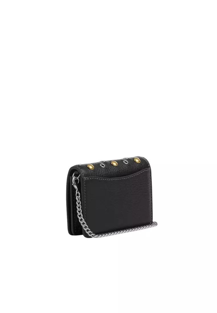 Coach Mini Wallet On A Chain With Rivets In Black Multi CCI80