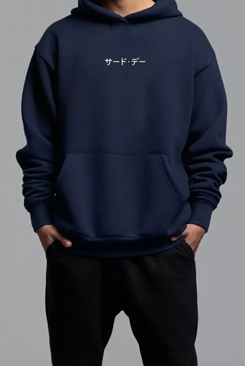 THIRDDAY Hoodie Pria Premium ScubaLux Gak Panas "katakana aja" navy MOB30