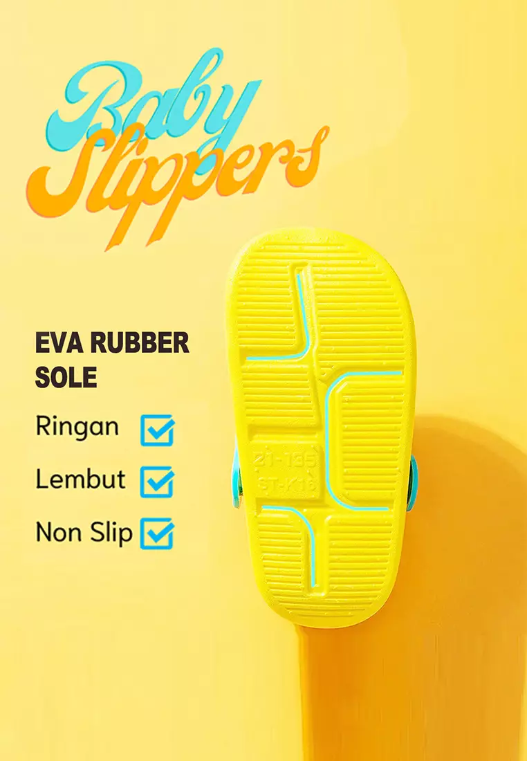 Wakakids Sandal Anak Perempuan Slippers Karet Non Slip Model Baim Tali Belakang Karakter Unicorn Biru Venhs