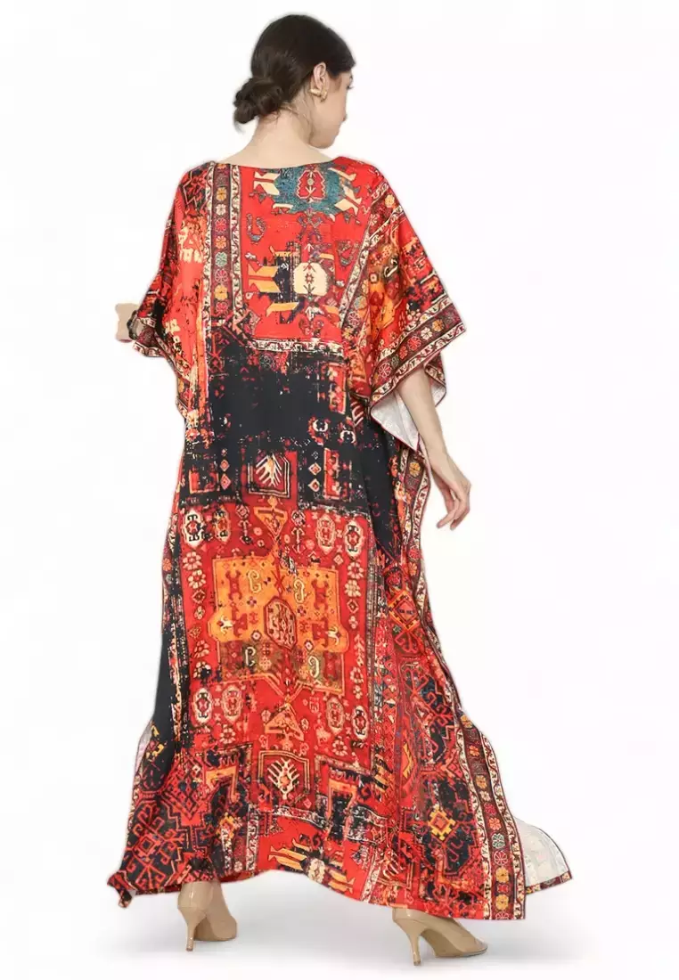 Kanzi Short Sleeve Marun Batik Kaftan