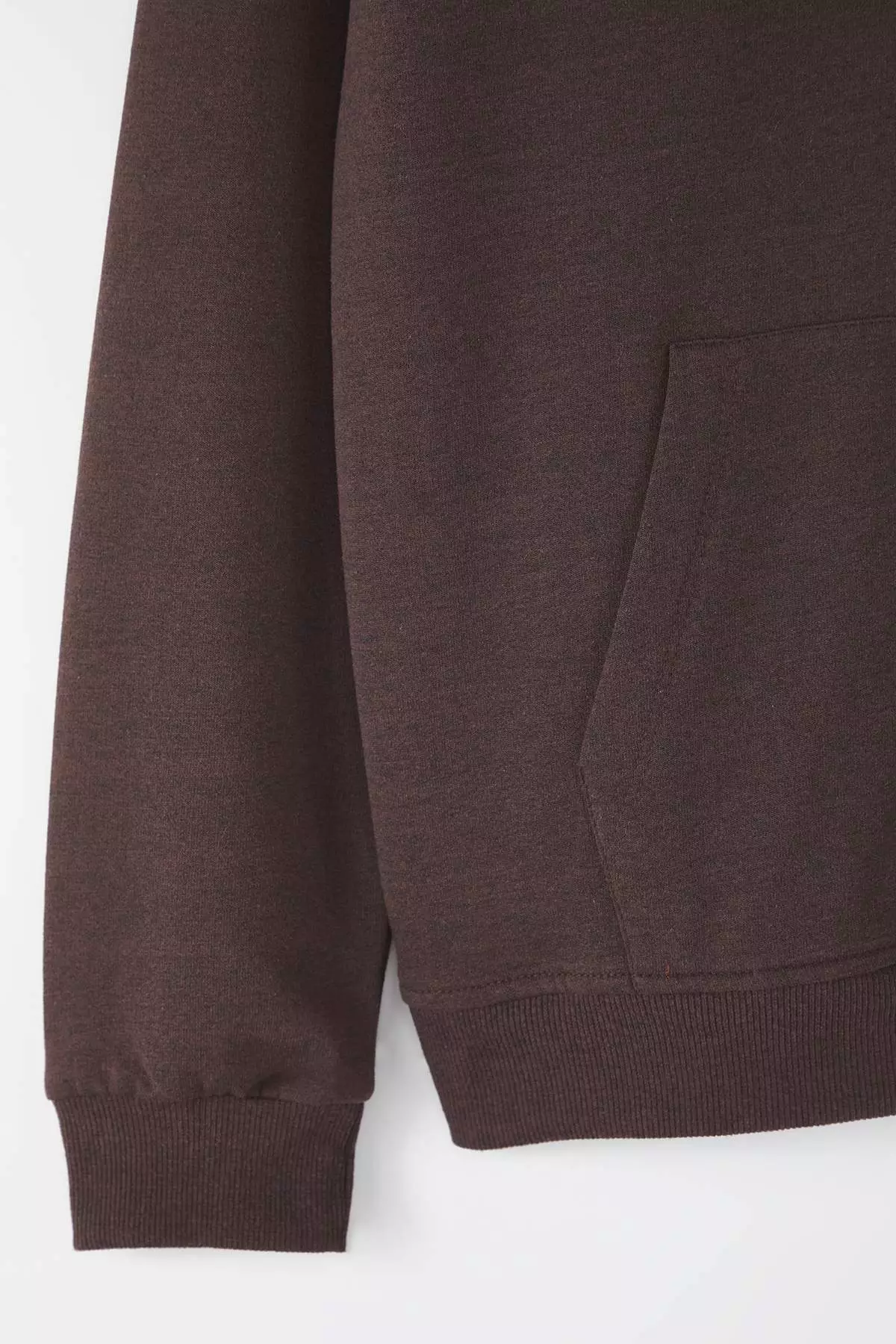 Dark Brown Oversize/Wide Cut Hooded Fleece/Warm Sweatshirt Tmnaw23Sw00195