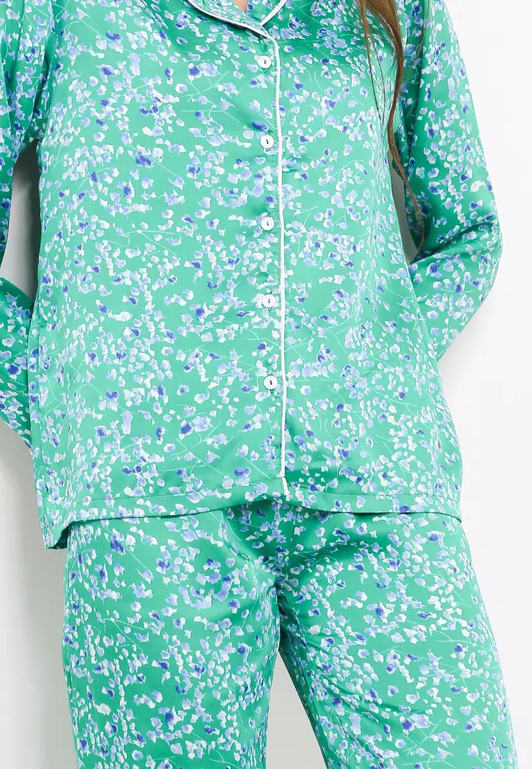 Pyjama Pijama Satin Silk Long Sleeve Long Pants Sleepwear