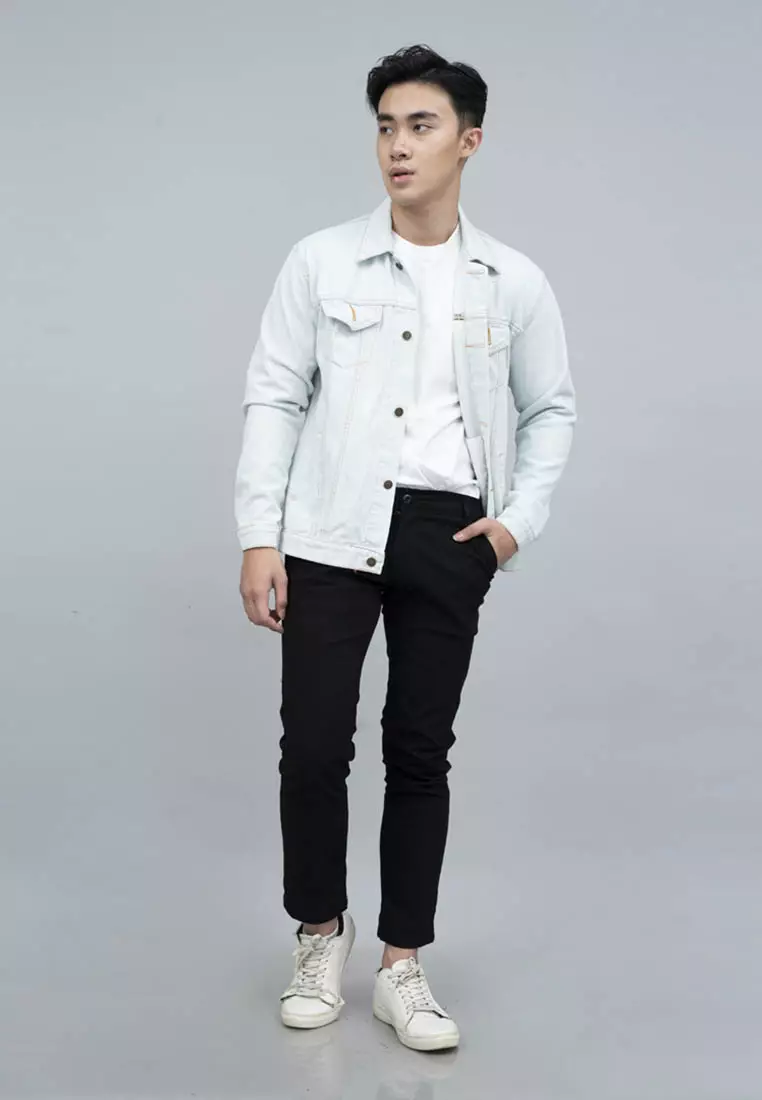 Jaket Jeans Pria Polos Tebal Dilan Jaket Biru Terang