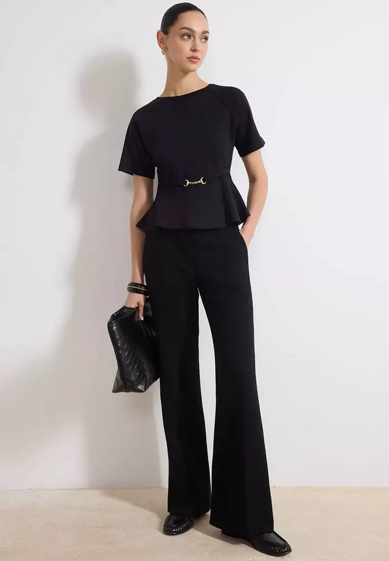 Peplum Raglan Sleeve Blouse