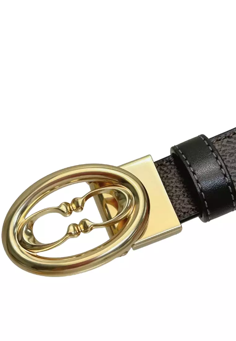 Signature Buckle Cut To Size Belt, 25Mm - Walnut/ Black CZ196