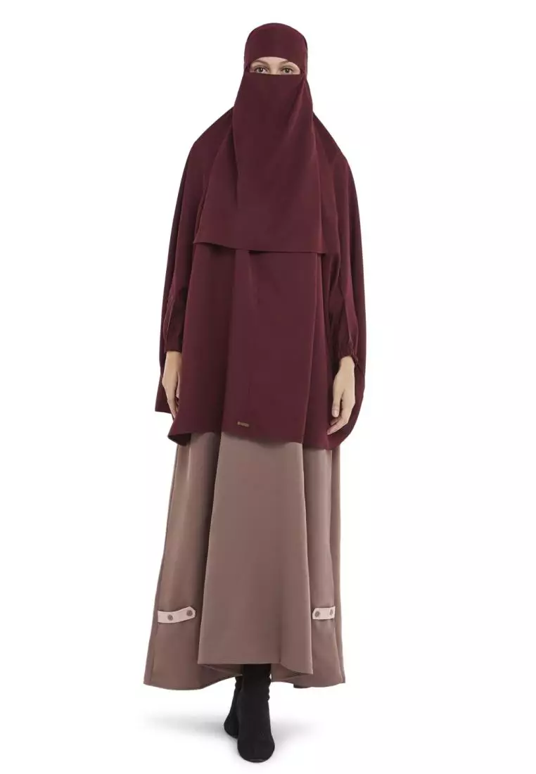 Queenza Zayidan French Khimar Hijab Jumbo Kanza - Maroon