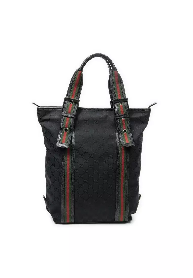 Pre-Loved Web Buckle Vertical Tote
