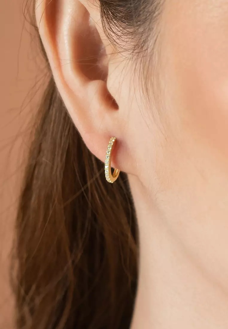 Pavé Midi Hoops 14k Gold