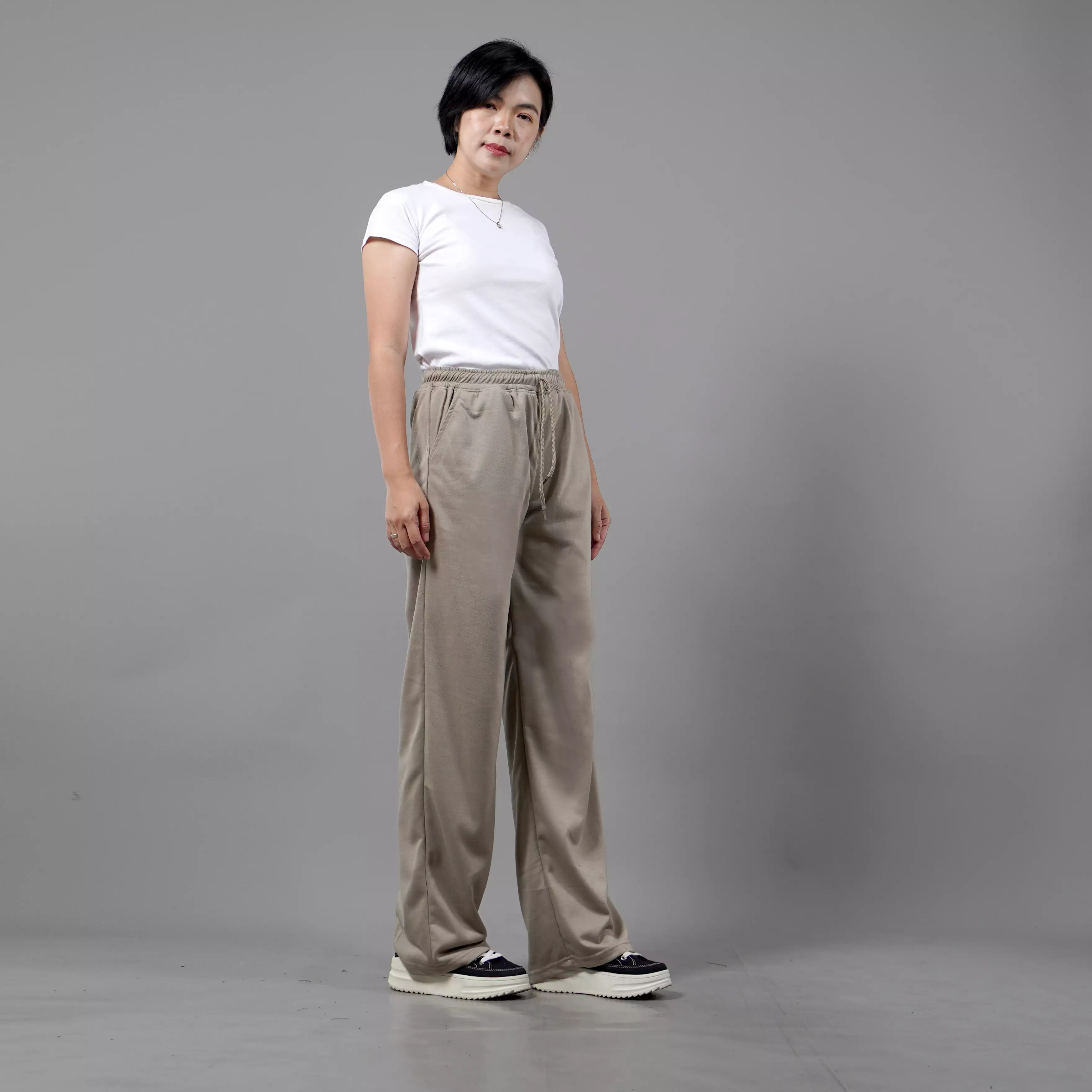  RIA Celana Panjang Loose Pants Wanita Celana Wanita - KREM