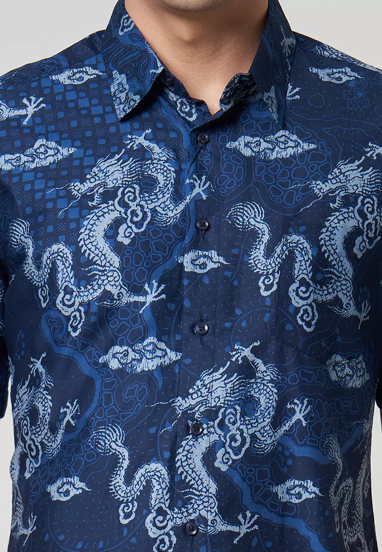 Slimfit Prahita Kemeja Batik Pria Lengan Pendek