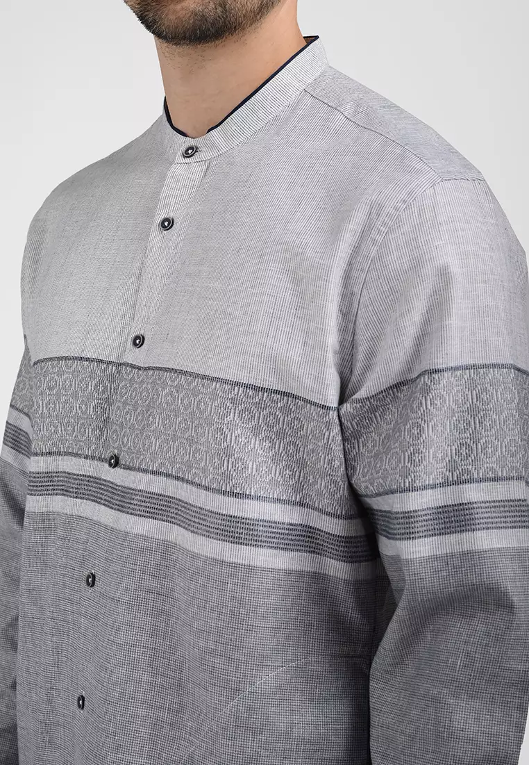 MOC Kemeja Koko Lengan Panjang Pria AZKHA-GREY