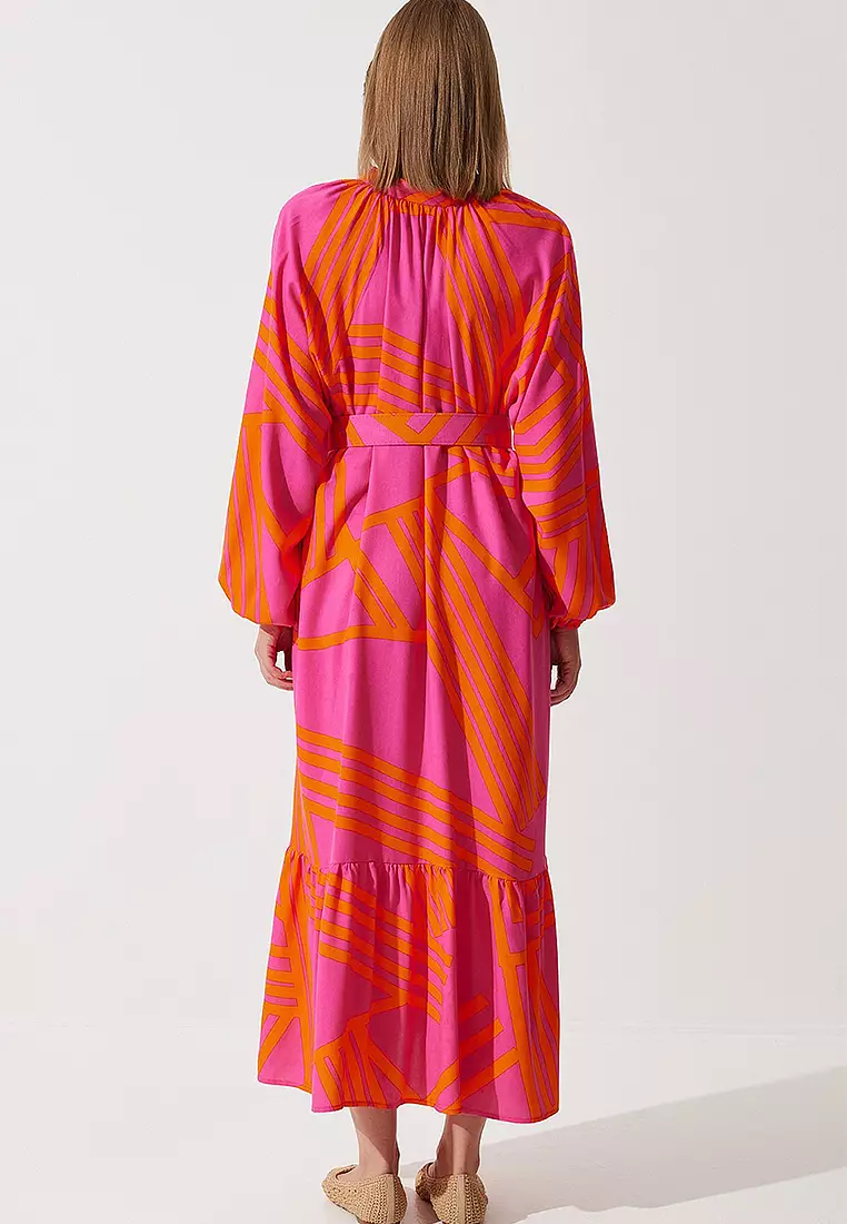 Belted Oversize Summer Viscose Dress